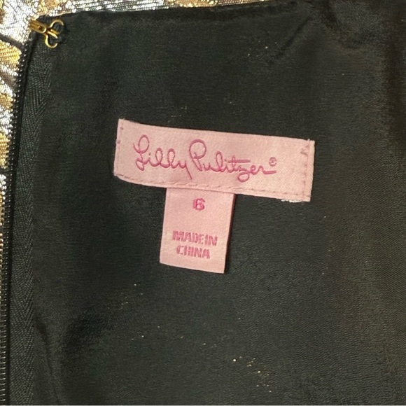 LILLY PULITZER Embellished Tropic Top Metallic Brocade Size 6 Rhinestones EUC - Picture 5 of 10
